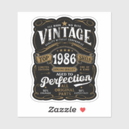 Adesivo Envelhecido à Perfeição Vintage 1986 Aniversário 4