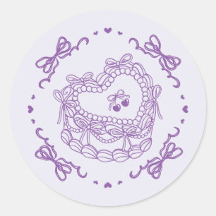 Adesivo Envelope Bolo Retro Coração do Arco Roxo