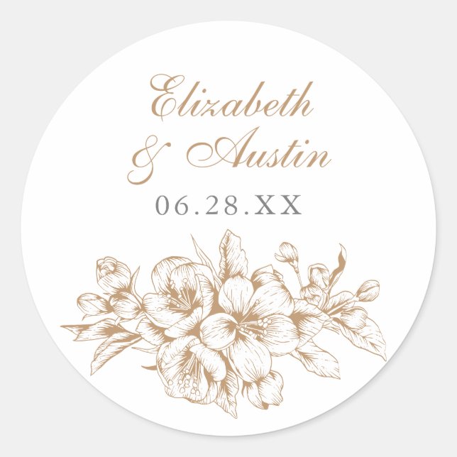 Adesivo Envelope Botânico Floral Elegante Vintage (Frente)