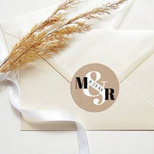 Adesivo Envelope Casado Rustic Kraft Ampersand Monograma
