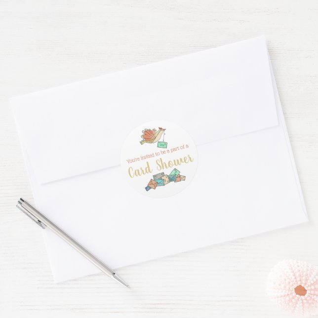 Adesivo Envelope Classic Round de Entrega de Chá de Cartão (Envelope)
