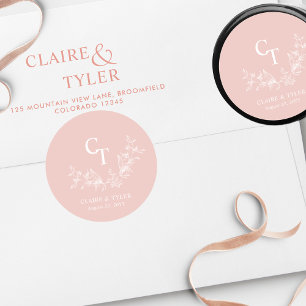 Adesivo Envelope Cor-de-Rosa Blush Chic Selo / Favor
