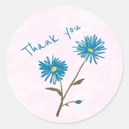 Adesivo Envelope de Agradecimento Floral Azul Personalizáv