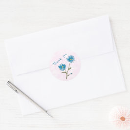 Adesivo Envelope de Agradecimento Floral Azul Personalizáv