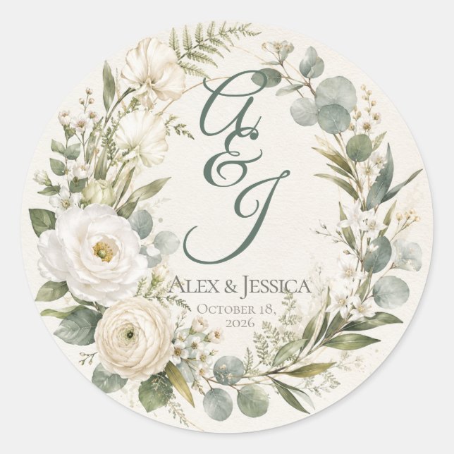 Adesivo Envelope de Aquarela Botânica Personalizada (Frente)