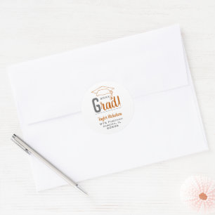 Adesivo Envelope de Boné de Graduação Laranja Queimado e C