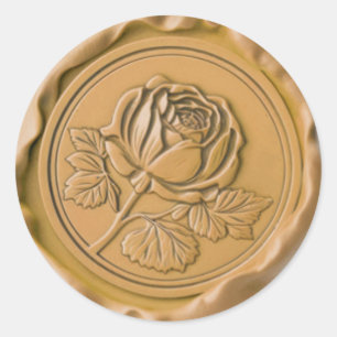 Adesivo Envelope de Carimbo Cera Faux Flower Dourada Rosa
