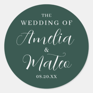 Adesivo Envelope de Casamento de Caligrafia Verde Emerald
