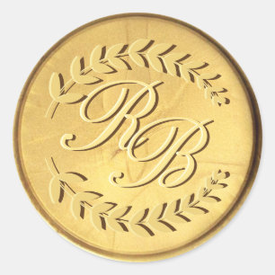 Adesivo Envelope de Casamento de Vinhetas de Cera Dourada