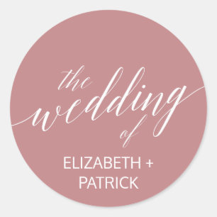 Adesivo Envelope de Casamento Elegante Dusty Rosa Calliogr