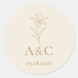 Adesivo Envelope de casamento em marfim e champanhe Lírio 