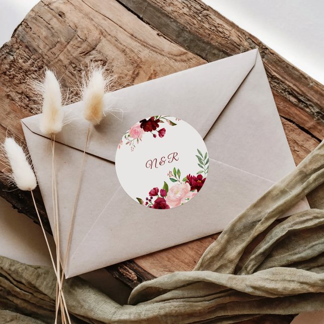 Adesivo Envelope De Casamento Floral Elegante Primavera Bu (Criador carregado)