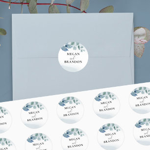 Adesivo Envelope de Casamento Personalizado com Eucalipto