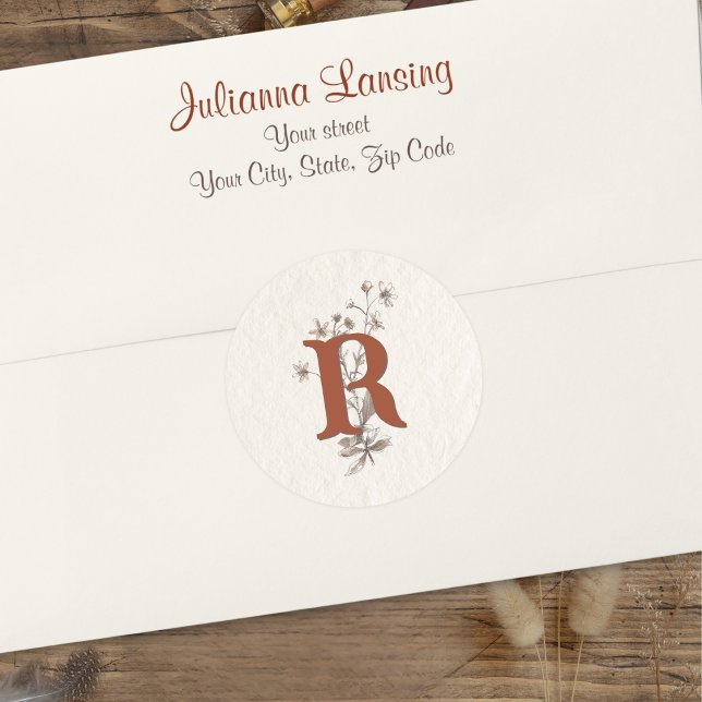 Adesivo Envelope de Casamento Terracotta Boho Wildflower (Criador carregado)