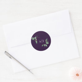 Adesivo Envelope de Casamento Verde Roxo Moderno