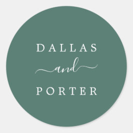 Adesivo Envelope de Casamento Verde Russo Minimalista