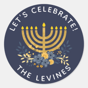 Adesivo Envelope de Convite Seal Menorah Hanuakkah