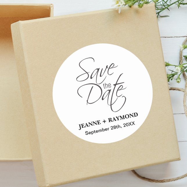 Adesivo Envelope de Noivado Save The Date Elegante (Elegant save the date sticker adds timeless charm to wedding envelopes.)