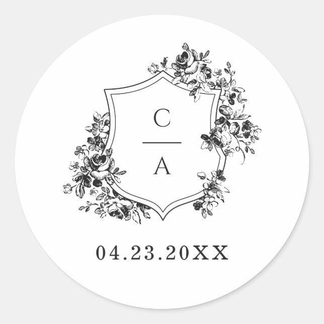 Adesivo Envelope de repouso botânico dos Rosas franceses e (Frente)