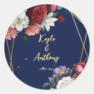 Adesivo Envelope de rosas azul-burgundi marinho