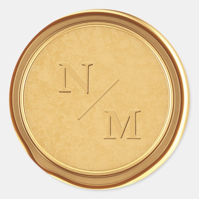 Adesivo Envelope Dourado Casamento de Cera Inicial Monogra (Frente)