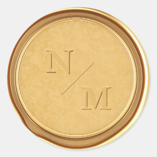 Adesivo Envelope Dourado Casamento de Cera Inicial Monogra