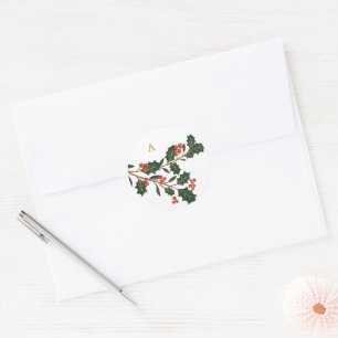 Adesivo Envelope Elegante de Monograma Botânico de Natal