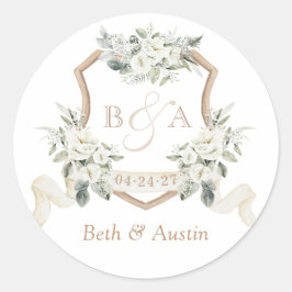 Adesivo Envelope Floral White Elegante Greenery Crest