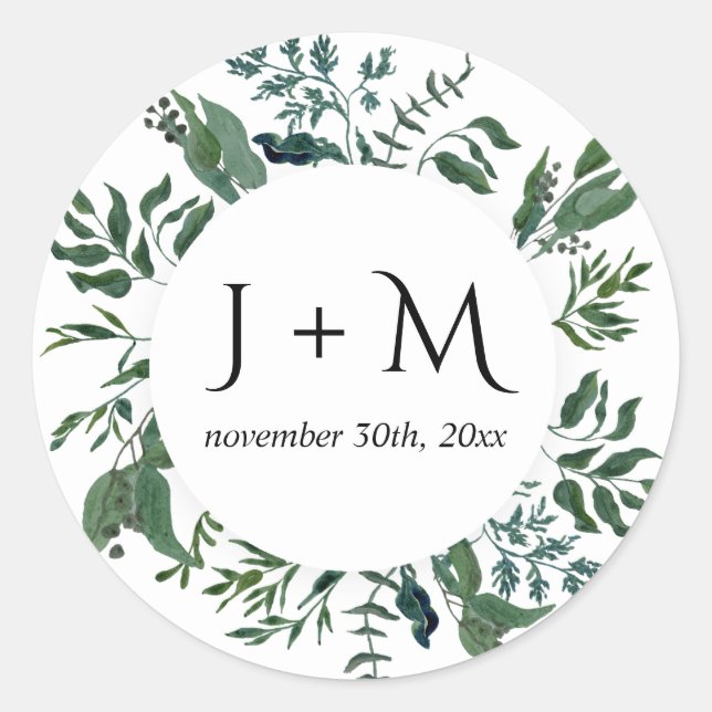 Adesivo Envelope Monograma Folhagem Florestal Emerald (Frente)