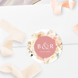 Adesivo Envelope Peach Blush and Coral Wedding / Favor