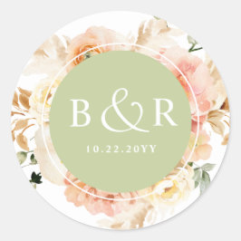 Adesivo Envelope Peach, Blush e Casamento Verde / Favor