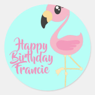 Adesivo Envelope primeiro aniversario tropical Flamingo ro