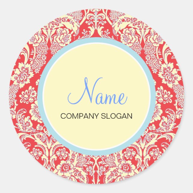 Adesivo Envelope Red Damask | Selo de Merchandise (Frente)