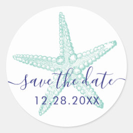 Adesivo Envelope Seal Blue Teal Starfish Casamento Praia