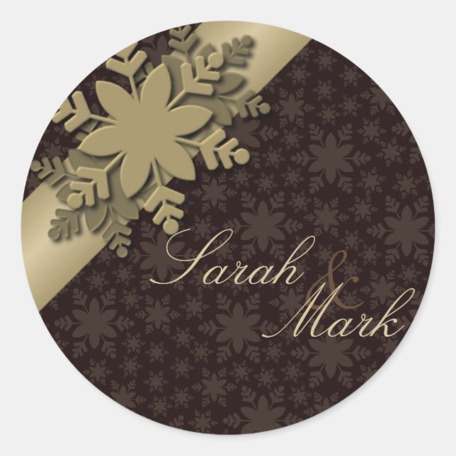 Adesivo Envelope Seal Brown e Dourado Casamento com Floco  (Frente)