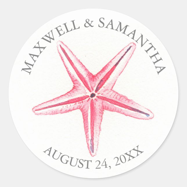 Adesivo Envelope Seal Sticker, Casamento de Praia de Starf (Frente)