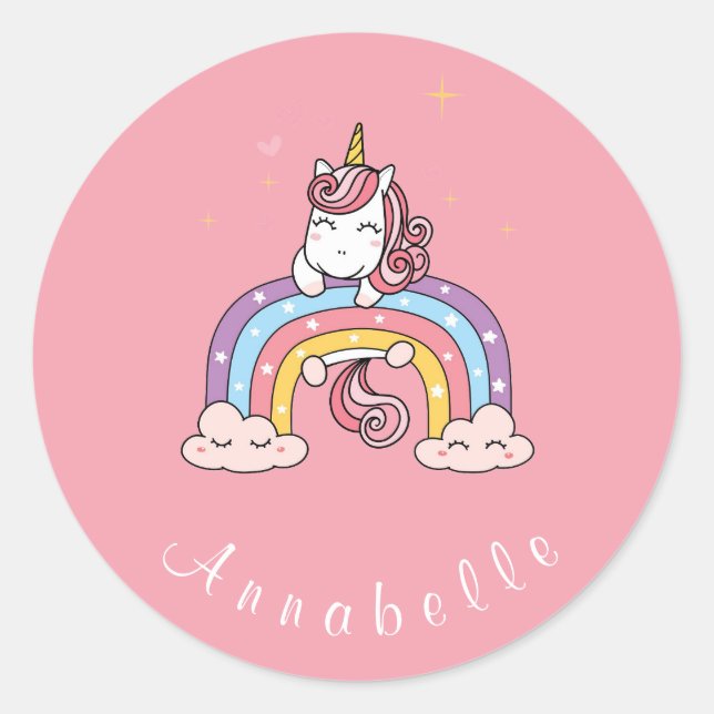 ADESIVO ENVELOPE SEAL STICKER: UNICORN EM CAIXA-CHUVA (Frente)