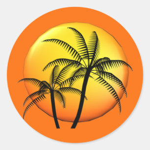 Adesivo Envelope Tema Tropical de Casamento de Palm Tree B