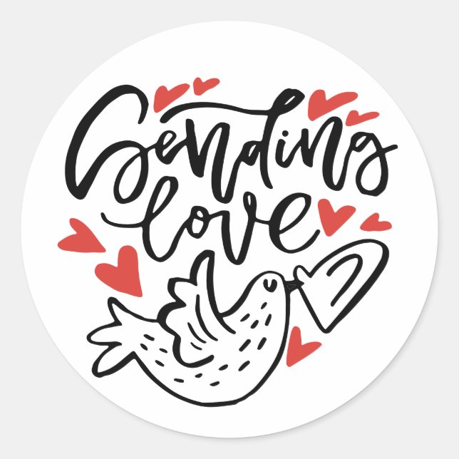 Adesivo Enviando Dia de os namorados de Caligrafia Moderna (Frente)