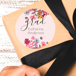 Adesivo Envio Floral Colorido Boho Rosa Moderno de Graduçã