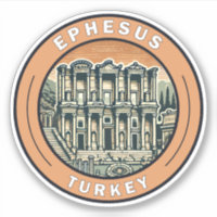 Ephesus Turkey Illustration Viagem Art Crachá