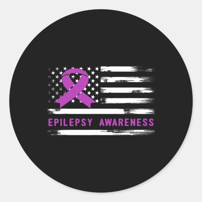Adesivo Epilepsia Alerta Bandeira Americana Fita Roxa (Frente)