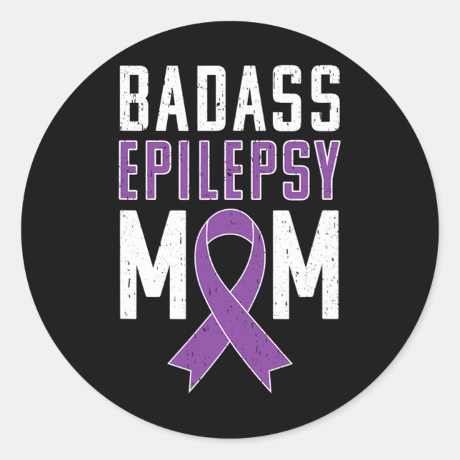 Adesivo Epilepsy Awareness Byd Epilepsy Mom Purple Ribbon  (Frente)