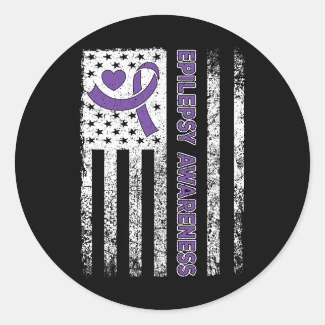 Adesivo Epilepsy Awareness Flag Purple Ribbon Epilepsy War (Frente)