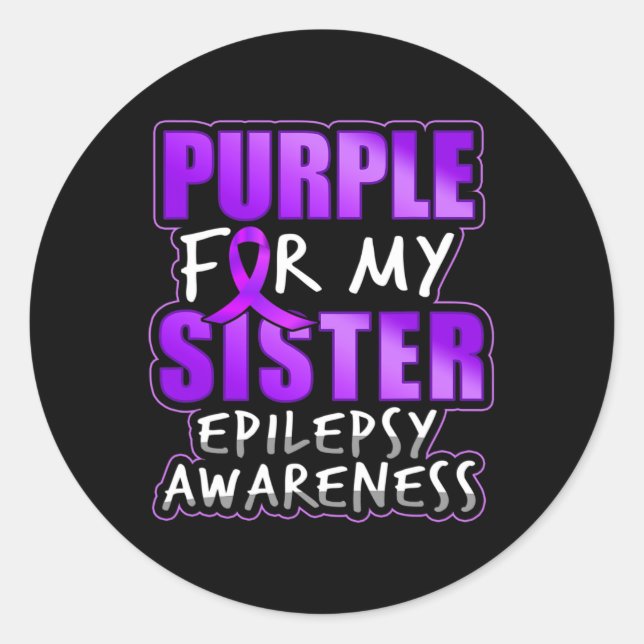 Adesivo Epilepsy Awareness Purple For My Sister Ribbon  (Frente)