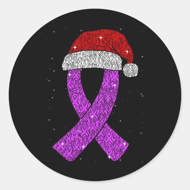 Adesivo Epilepsy Christmas Hat Purple Awareness Ribbon Sei (Frente)