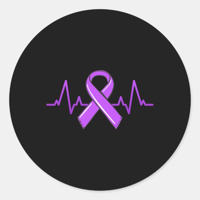Adesivo Epilepsy Heartbeat Tea Moms Purple Ribbon Awarenes (Frente)
