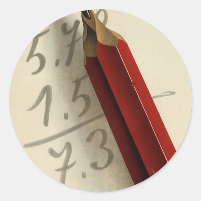 Adesivo Equação Matemática com Lápis Vermelho, Vintage Bus (Frente)