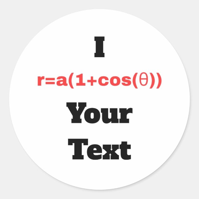 Adesivo Equação Polar Personalizável (I Coração) (Frente)