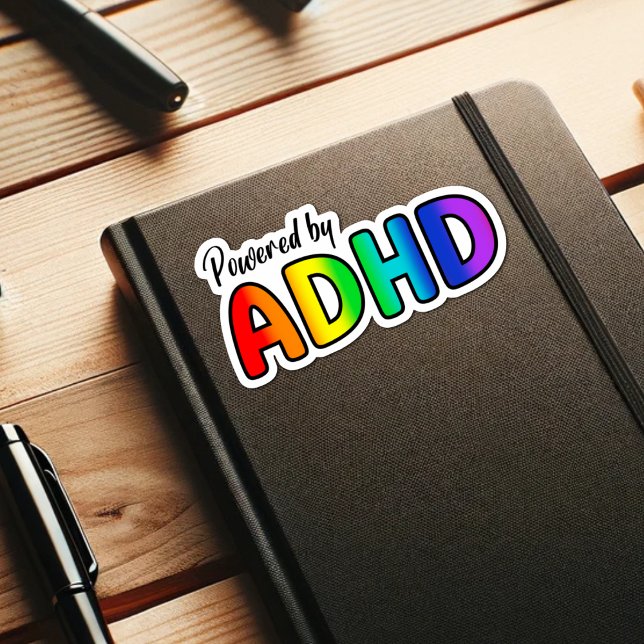 Adesivo Equipado com ADHD | Tipografia Arco-Íris (Criador carregado)